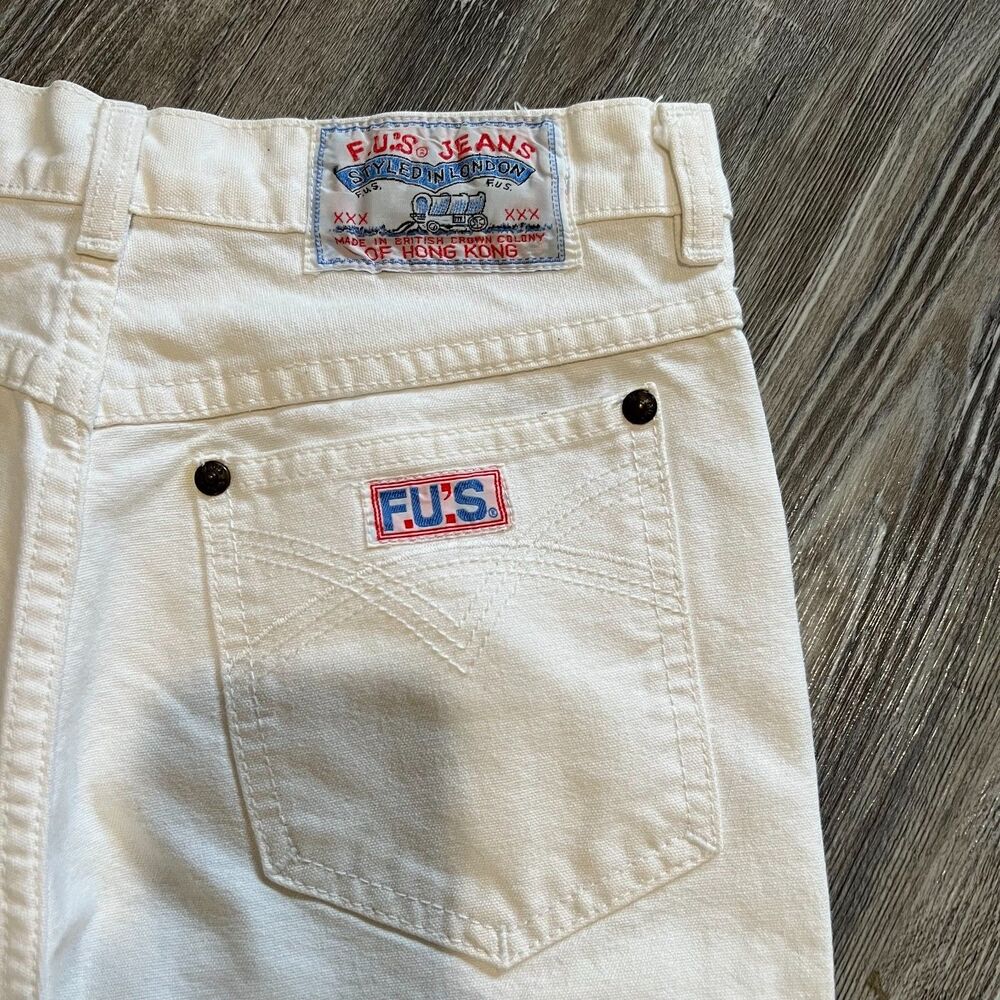 Vintage F.U.’s Jeans Off White Straight Leg Denim (29, fits 26x30) - Picture 4 of 9